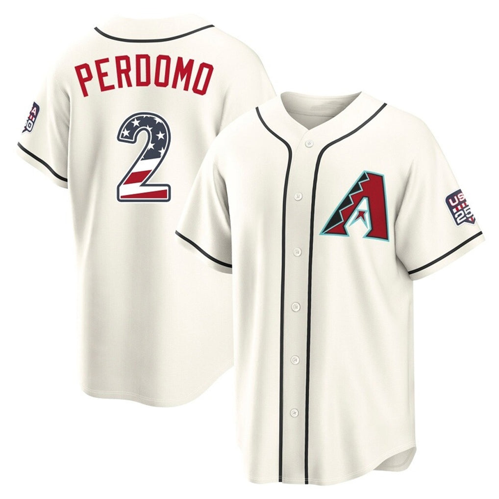 Arizona Diamondbacks #2 Geraldo Perdomo Player Cream KLUNKIM USA 250 Fourth of July Home Game Stitched Jerseys