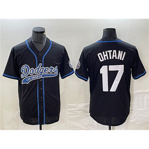 Los Angeles Dodgers #17 Shohei Ohtani Black KLUNKIM Cool Base With Patch Stitched Jersey 2