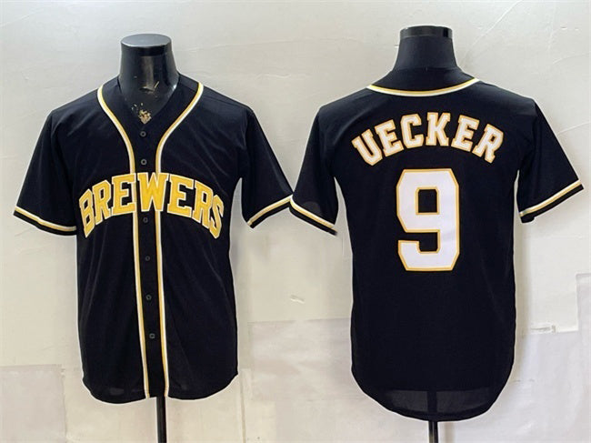 Milwaukee Brewers #9 Bob Uecker 2026 Fashion Replica Black KLUNKIM Out Stitched Jersey