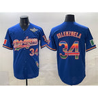Los Angeles Dodgers #34 Fernando Valenzuela Royal KLUNKIM Mexico California Patch 2025 World Series Patch Stitched Jersey