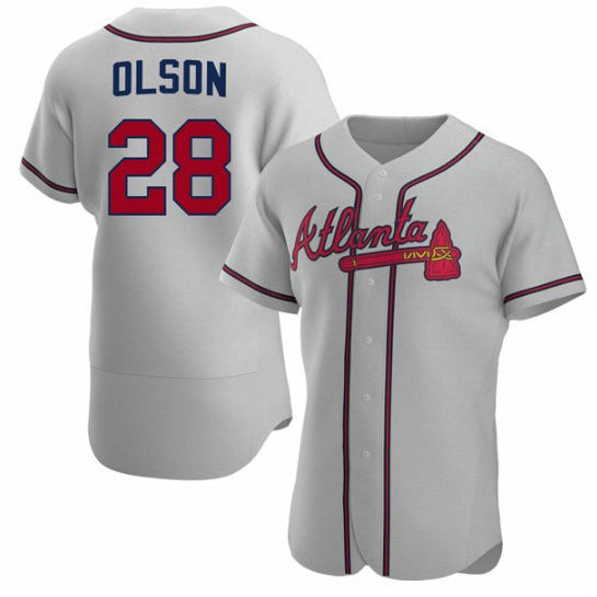 Atlanta Braves #28 Matt Olson Gray KLUNKIM Flex Base Stitched Jersey