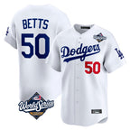 Los Angeles Dodgers #50 Mookie Betts Player White KLUNKIM World Series Limited Home Stitched Jerseys