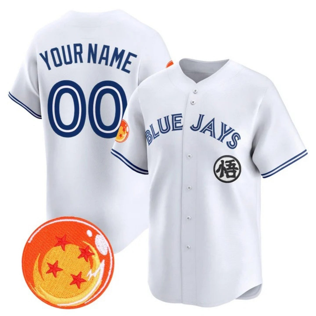 Custom Toronto Blue Jays x Dragon Ball White KLUNKIM Vapor Premier Limited Jersey - All Stitched