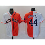 Houston Astros #44 Yordan Alvarez White Orange KLUNKIM Split Stitched Jersey