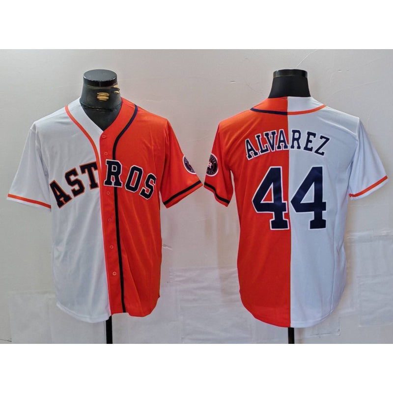 Houston Astros #44 Yordan Alvarez White Orange KLUNKIM Split Stitched Jersey