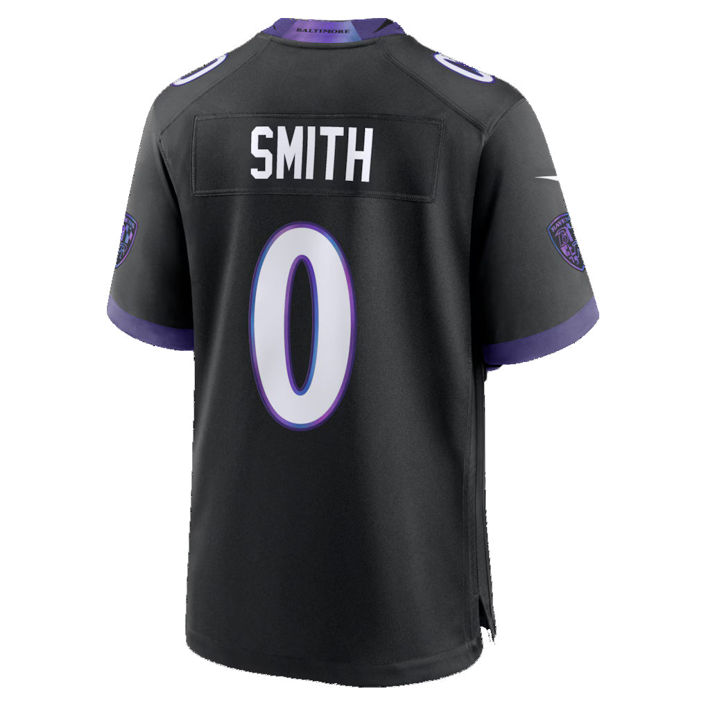 B.Ravens #0 Roquan Smith Black KLUNKIM Alternate Game Jersey