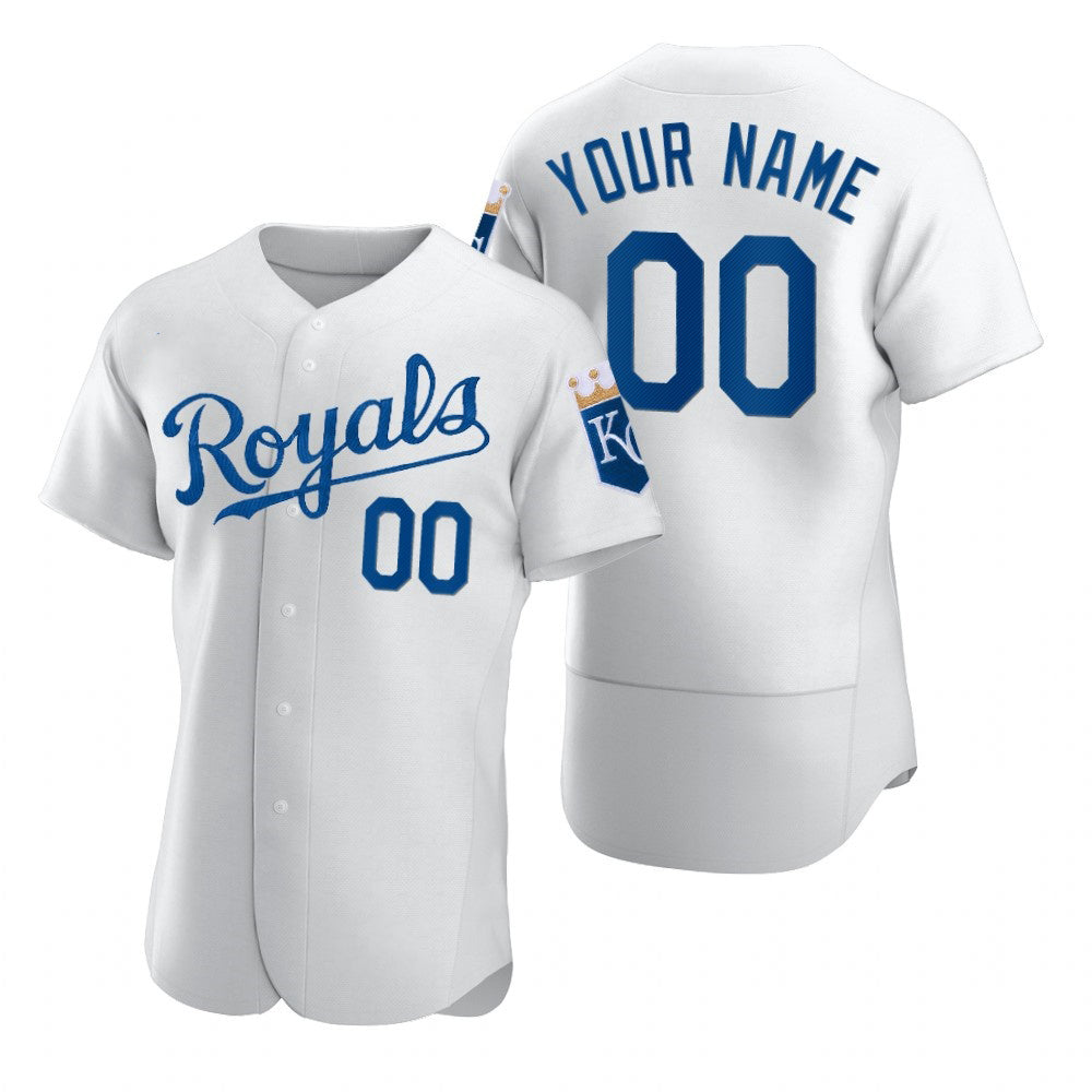 Custom Kansas City Royals White KLUNKIM 2020 Stitched Flex Base Jersey
