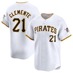 Pittsburgh Pirates #21 Roberto Clemente White KLUNKIM Home Limited Stitched Jersey