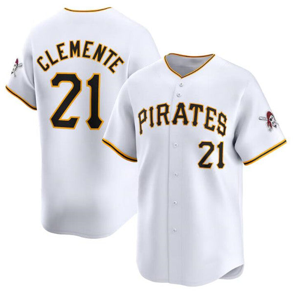 Pittsburgh Pirates #21 Roberto Clemente White KLUNKIM Home Limited Stitched Jersey