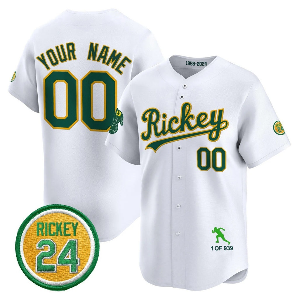 Custom Oakland Athletics White KLUNKIM Rickey Tribute style Vapor Premier Limited Jersey - All Stitched