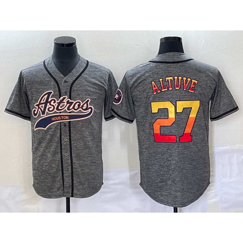 Houston Astros #27 Jose Altuve Grey KLUNKIM Gridiron Cool Base Stitched Jersey