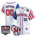 Custom Milwaukee Brewers America 250 Edition Vapor Premier Limited White KLUNKIM Stitched Jerseys