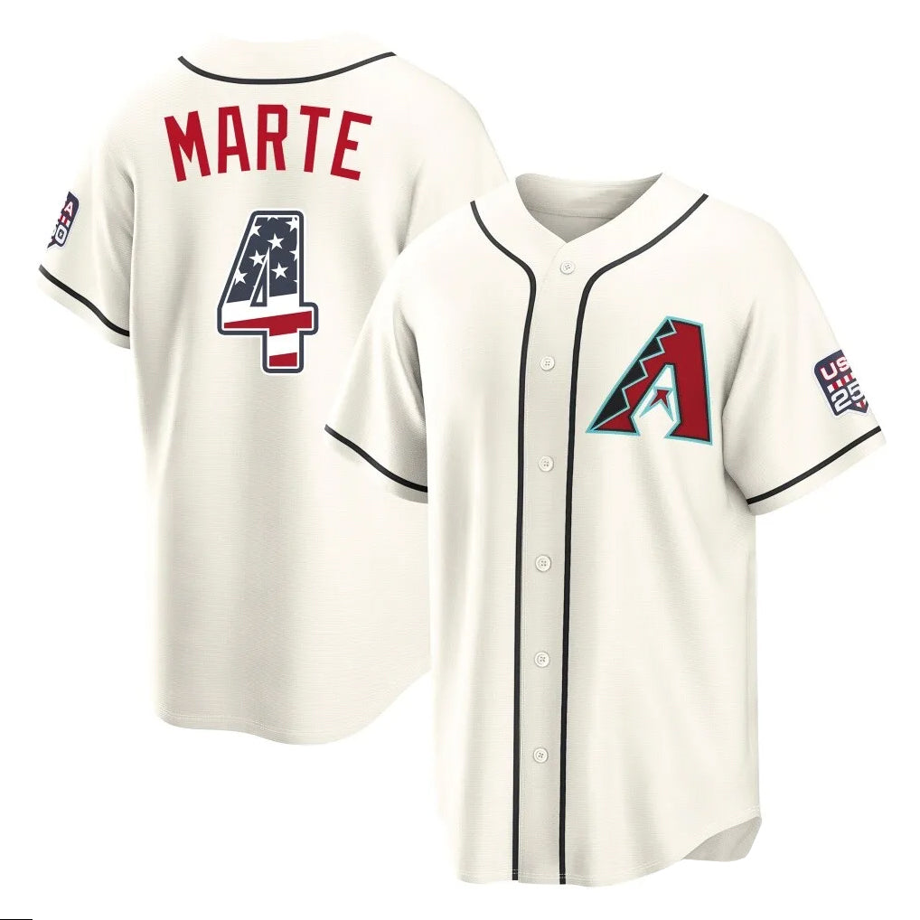 Arizona Diamondbacks #4 Ketel Marte Player Cream KLUNKIM USA 250 Fourth of July Home Game Stitched Jerseys