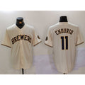 Milwaukee Brewers #11 Jackson Chourio Cream KLUNKIM Stitched Cool Base Jersey 2