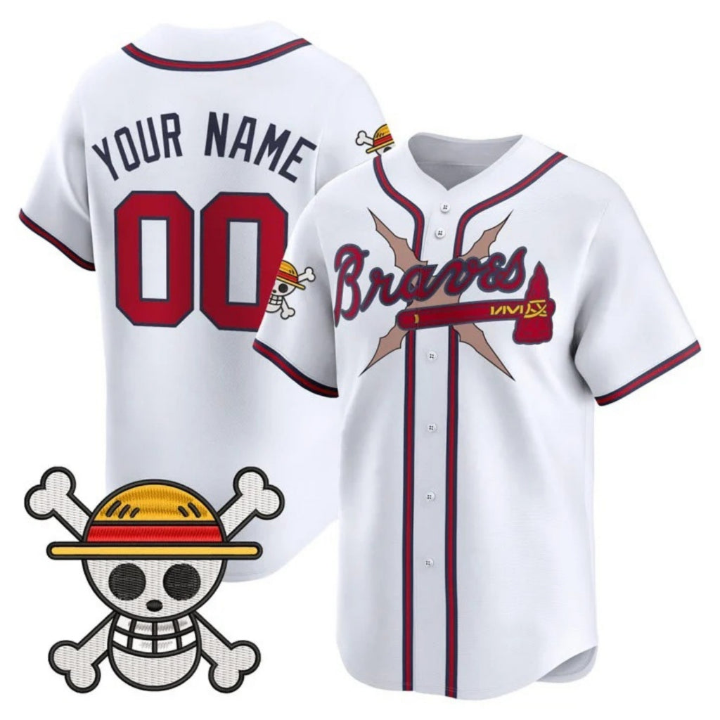 Custom Atlanta Braves x One Piece White KLUNKIM Vapor Premier Limited Jersey - Stitched