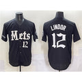 New York Mets #12 Francisco Lindor Black KLUNKIM 'Gotham Gothic Edition' Vapor Premier Limited Stitched Jersey