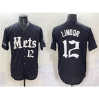 New York Mets #12 Francisco Lindor Black KLUNKIM 'Gotham Gothic Edition' Vapor Premier Limited Stitched Jersey