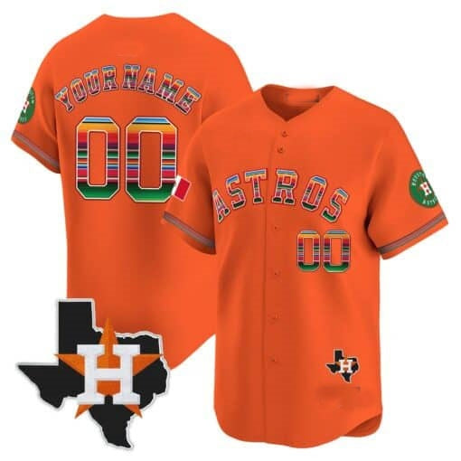 Custom Houston Astros Mexico Texas Patch Vapor Premier Limited Jersey - Orange KLUNKIM
