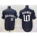 Philadelphia Phillies #10 J.T. Realmuto Black KLUNKIM Gothic Vapor Limited Stitched Jersey