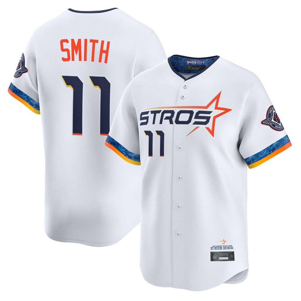 Houston Astros #11 Cam Smith Player White KLUNKIM City Connect Limited Home Stitched Jerseys