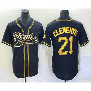 Pittsburgh Pirates #21 Roberto Clemente Black KLUNKIM Cool Base Stitched Jersey