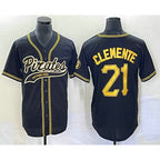 Pittsburgh Pirates #21 Roberto Clemente Black KLUNKIM Cool Base Stitched Jersey