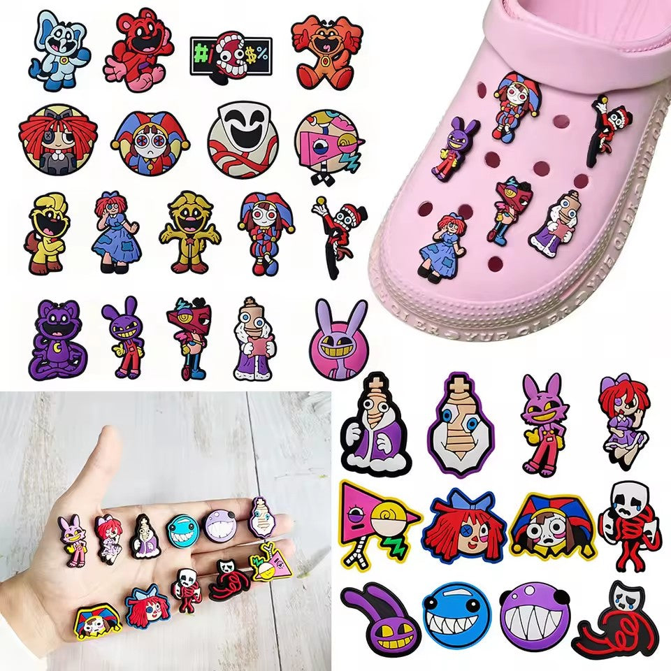 12-100pcs Smiling Critters Cartoon PVC Shoe Charms DIY Sandals Shoe Buckles Series Shoe Decorations Accessories Friends Gifts