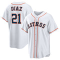 Houston Astros #21 Yainer Diaz White KLUNKIM Home Replica Jersey