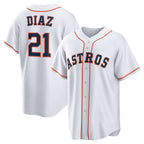 Houston Astros #21 Yainer Diaz White KLUNKIM Home Replica Jersey