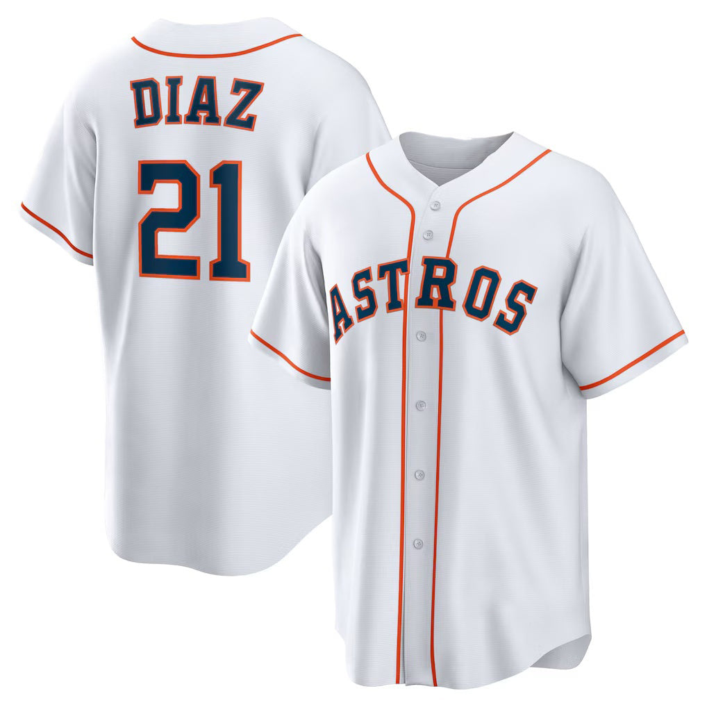 Houston Astros #21 Yainer Diaz White KLUNKIM Home Replica Jersey