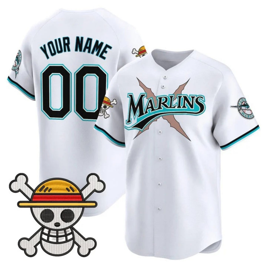 Custom Miami Marlins x One Piece White KLUNKIM Vapor Premier Limited Jersey - Stitched