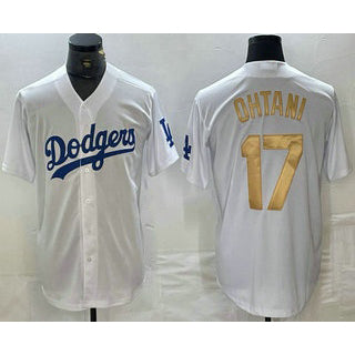 Los Angeles Dodgers #17 Shohei Ohtani White Gold KLUNKIM Stitched Cool Base Jerseys