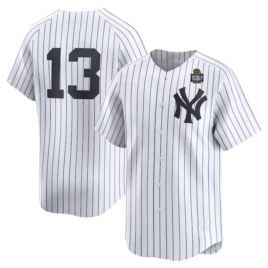 New York Yankees #13 Jazz Chisholm JR. NO NAME White 2024 World Series Limited Stitched Baseball Jersey