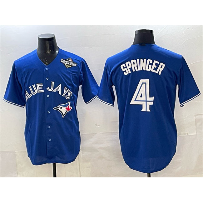 Toronto Blue Jays #4 George Springer Navy KLUNKIM 2025 World Series Home Cool Base Stitched Jersey