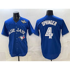 Toronto Blue Jays #4 George Springer Navy KLUNKIM 2025 World Series Home Cool Base Stitched Jersey