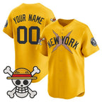 Custom New York Yankees x One Piece Gold KLUNKIM Vapor Premier Limited Jersey - Stitched