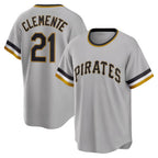 Pittsburgh Pirates #21 Roberto Clemente Gray KLUNKIM Road Cooperstown Collection Player Jersey