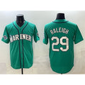 Seattle Mariners #29 Cal Raleigh Aqua KLUNKIM With 2025 AL West Division Champions Patch Limited Stitched jersey