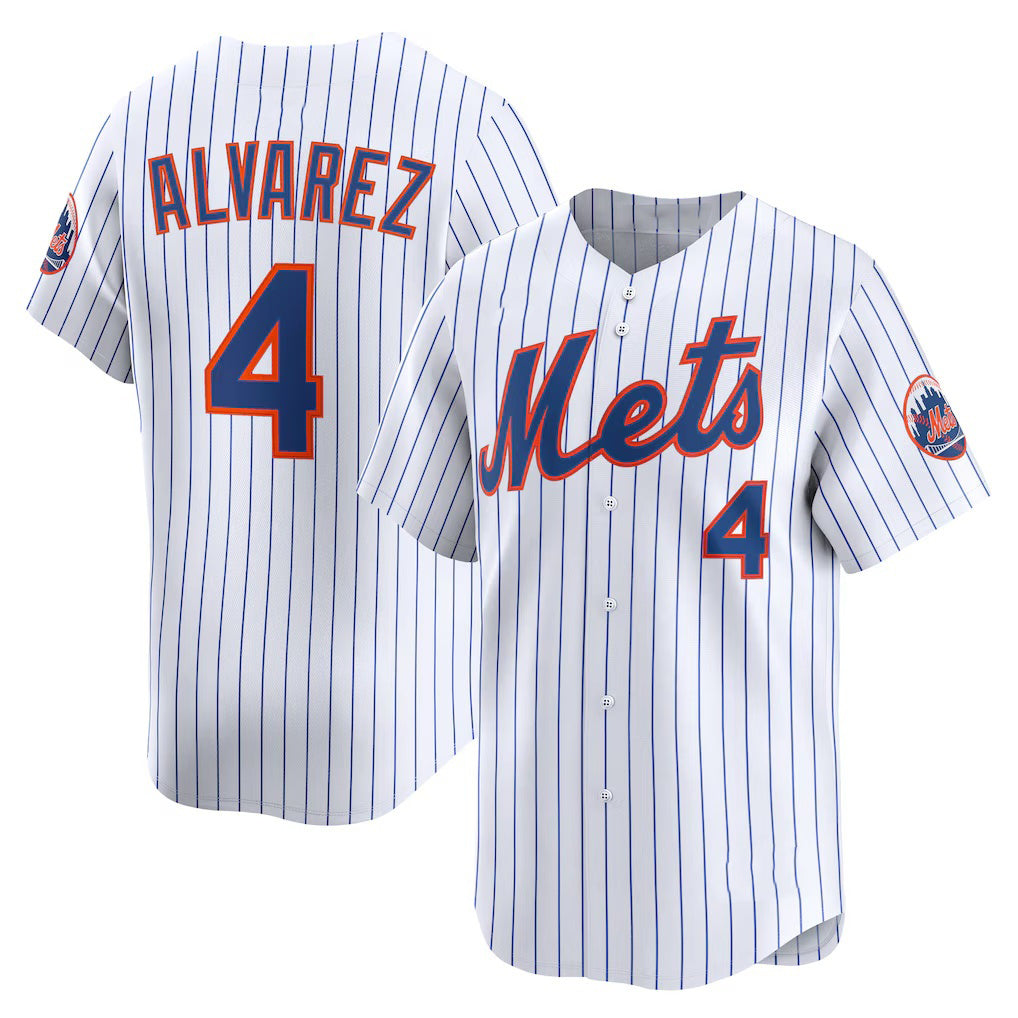 New York Mets #4 Francisco Alvarez White KLUNKIM Home Limited Player Jersey