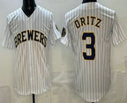 Milwaukee Brewers #3 Joey Ortiz White KLUNKIM Cool Base Jersey