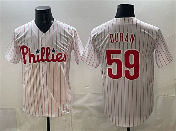 Philadelphia Phillies #59 Jhoan Dur¨¢n White KLUNKIM Cool Base Stitched Jersey