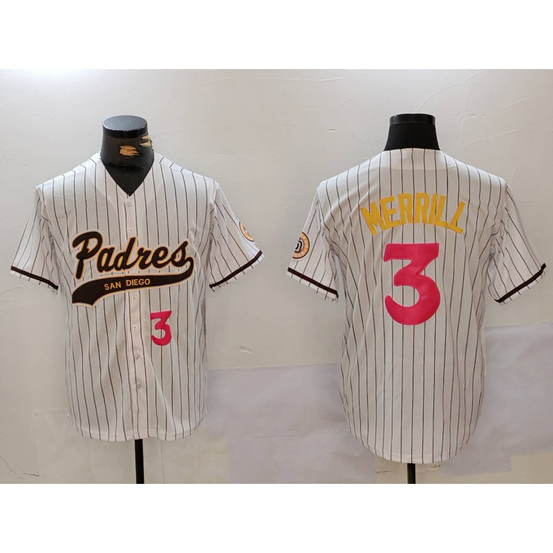 San Diego Padres #3 Jackson Merrill white KLUNKIM Cool Base Stitched Jerseys