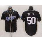 Los Angeles Dodgers #50 Mookie Betts Black White KLUNKIM Cool Base Stitched Jersey