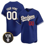 Custom Los Angeles Dodgers Vin Scully Patch Gold Trim Vapor Premier Limited Jersey ¨C Royal KLUNKIM