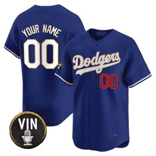 Custom Los Angeles Dodgers Vin Scully Patch Gold Trim Vapor Premier Limited Jersey ¨C Royal KLUNKIM