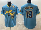 Milwaukee Brewers #19 Robin Yount Powder Blue KLUNKIM City Connect With Home & Bob Uecker Patch Limited Stitched Jersey