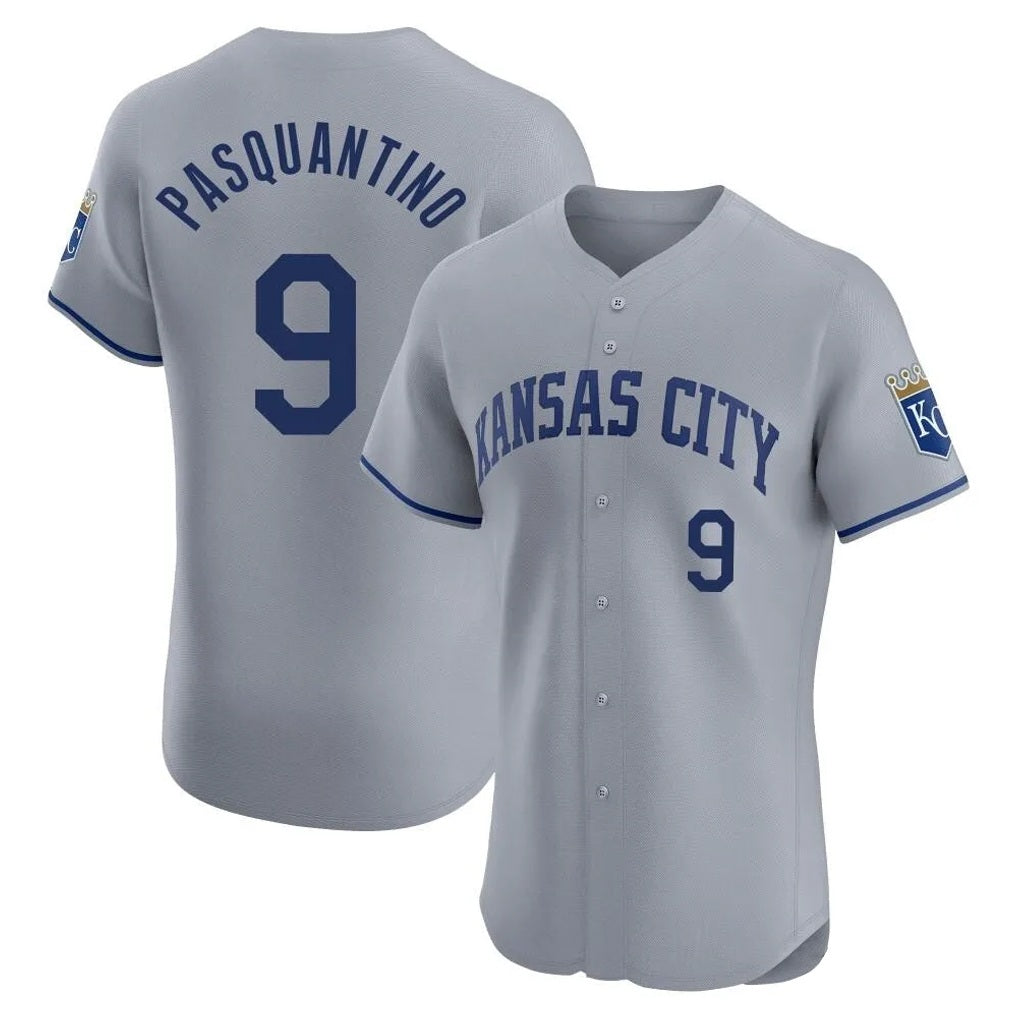 Kansas City Royals #9 Vinnie Pasquantino Player Gray KLUNKIM Limited Elite Home Stitched Jerseys