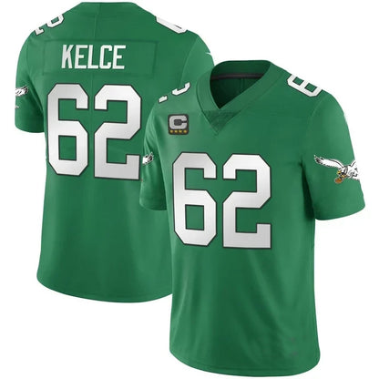 P.Eagles #62 Jason Kelce Green Vapor F.U.S.E. Limited With C Patch Stitched Jerseys