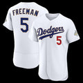 Los Angeles Dodgers #5 Freddie Freeman White KLUNKIM 2026 Gold Collection Authentic Jersey