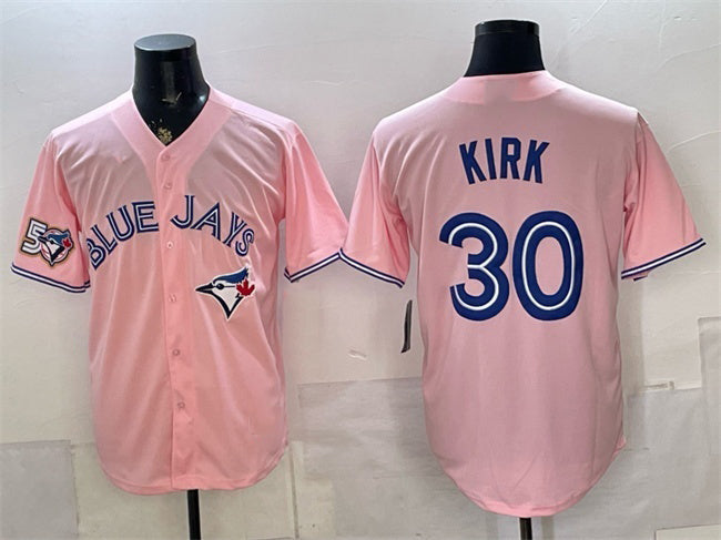 Toronto Blue Jays #30 Alejandro Kirk Pink KLUNKIM 50 Seasons Patch Stitched Jersey